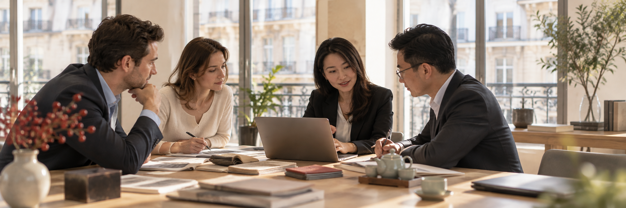 Réunion de travail entre une équipe française et des partenaires chinois